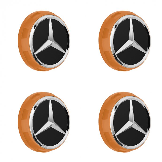 4 Mercedes-AMG Radnabenabdeckungen orange 
