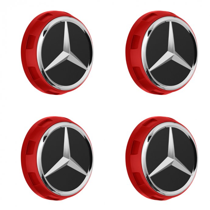 Mercedes-AMG Radnabenabdeckungen-Set, rot 