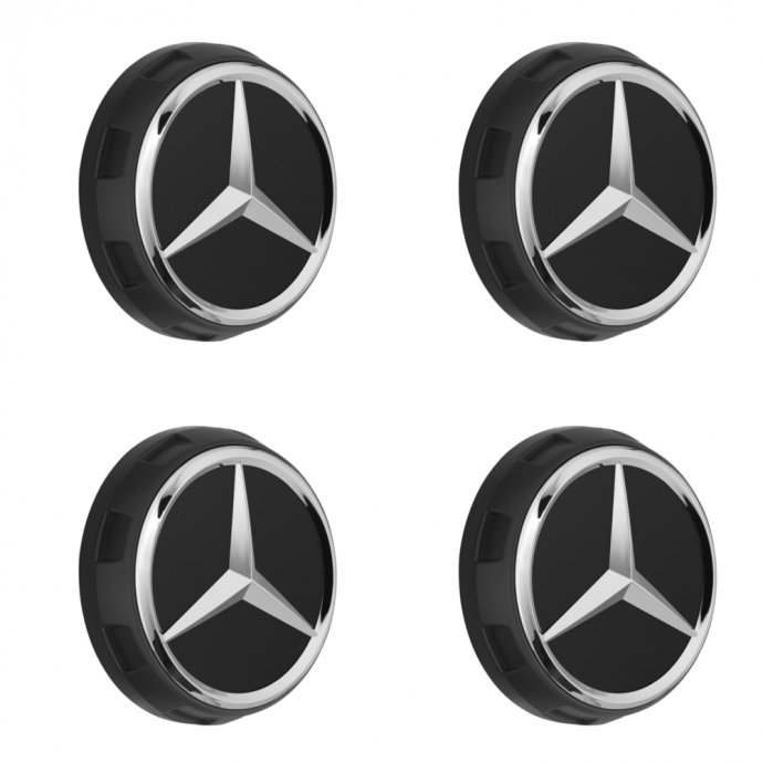 4 Mercedes-AMG Radnabenabdeckung schwarz matt 