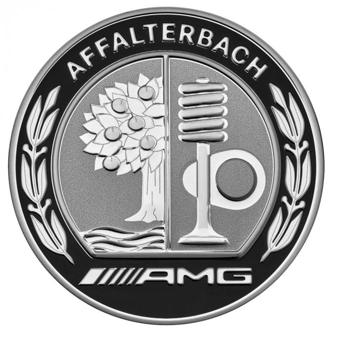 Mercedes-AMG Radnabenabdeckung mit AMG Wappen, silber/schwarz, 1 Stück 