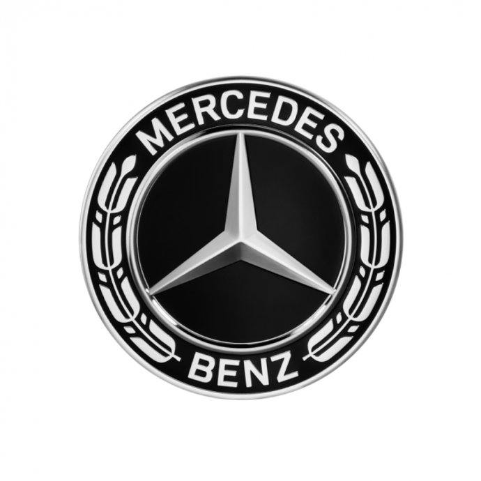 Mercedes-Benz Radnabenabdeckungen-Set, Stern mit Lorbeerkranz, schwarz (66,8mm) 