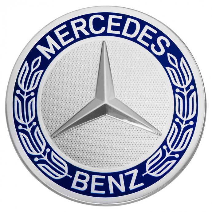 Mercedes-Benz Radnabenabdeckung Stern mit Lorbeerkranz blau klassisches Design, 1 Stück 