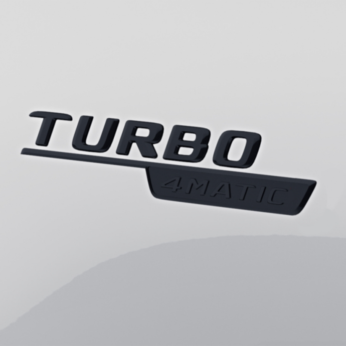 Mercedes-AMG Schriftzug Set "TURBO 4MATIC" schwarz Kotflügel vorne 