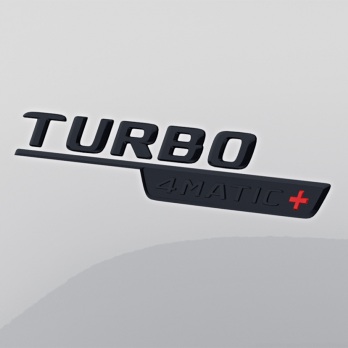 Mercedes-AMG Schriftzug Set "TURBO 4MATIC+" schwarz Kotflügel vorne 