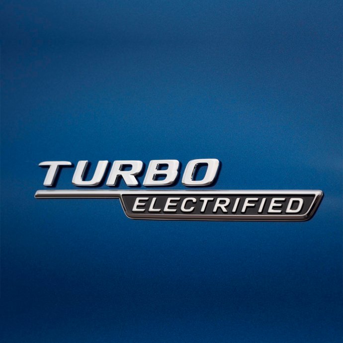 Mercedes-Benz Typkennzeichen "TURBO ELECTRIFIED" links, Plakette, C-Klasse (S206, W206) 