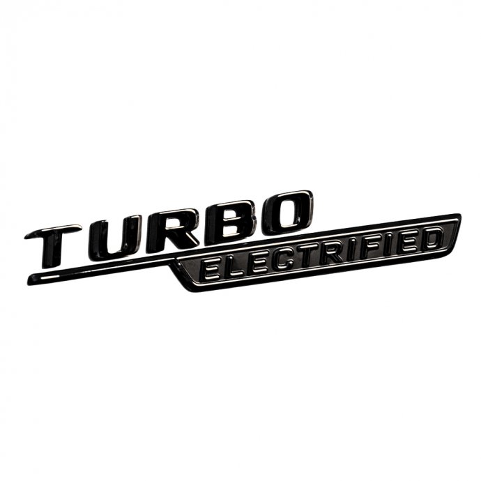 Mercedes-Benz Typkennzeichen "TURBO ELECTRIFIED" links, Plakette, schwarz, C-Klasse (S206, W206) 