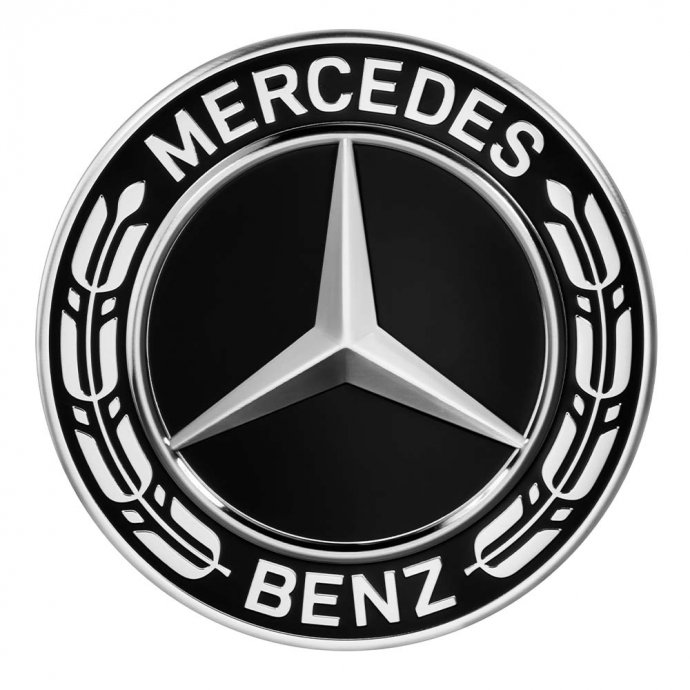 Mercedes-Benz Radnabenabdeckung Stern mit Lorbeerkranz schwarz, 1 Stück 