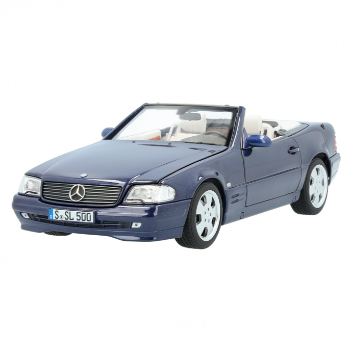Mercedes-Benz Classic Kollektion SL 500 R129 (1998-2001) Modellauto, azurblau, 1:18 