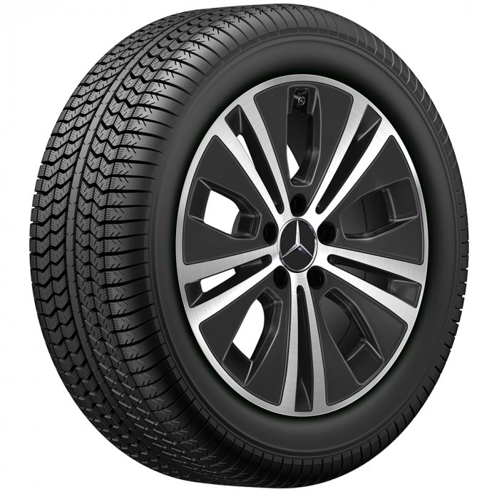 Mercedes-Benz Pirelli 5-Doppelspeichen-Winter-Komplettradsatz, 17 Zoll, schwarz glanzgedreht, E-Klasse (238/213), GEBRAUCHT 