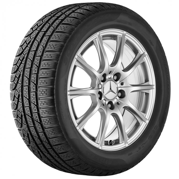 Mercedes-Benz Bridgestone 10-Speichen-Winter-Komplettradsatz, 16 Zoll, vanadiumsilber, C-Klasse (205) 