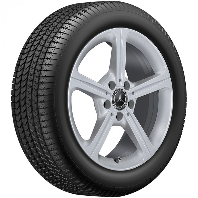 Mercedes-Benz Bridgestone 5-Speichen-Winter-Komplettradsatz, 17 Zoll, vanadiumsilber, A-Klasse (177), B-Klasse (247), CLA (118) 