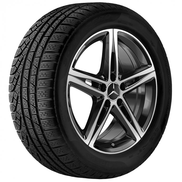 Mercedes-Benz Bridgestone 5-Speichen-Winter-Komplettradsatz, 18 Zoll, schwarz, V/W177, W247, C/X118 