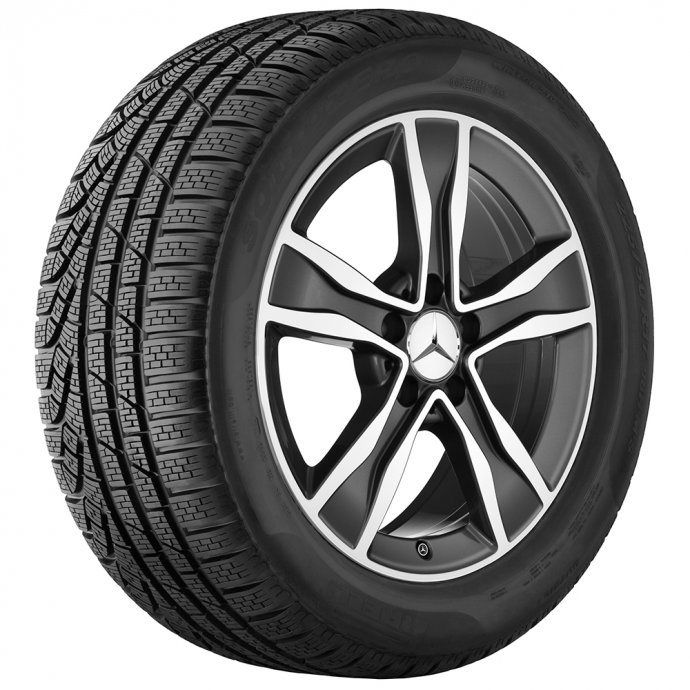 Mercedes-Benz Bridgestone 5-Speichen-Winter-Komplettradsatz, 17 Zoll, tremolit-metallic, C-Klasse (A205/C205/S205/W205) 