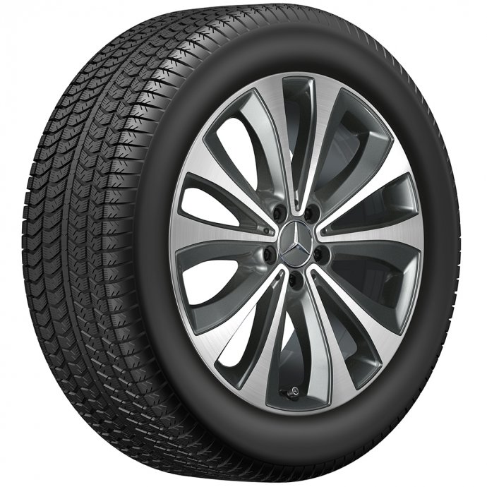 Mercedes-Benz Pirelli Winter 5-Doppelspeichen-Radsatz, grau Himalaya glanzgedreht, 19 Zoll, GLE (V167) 