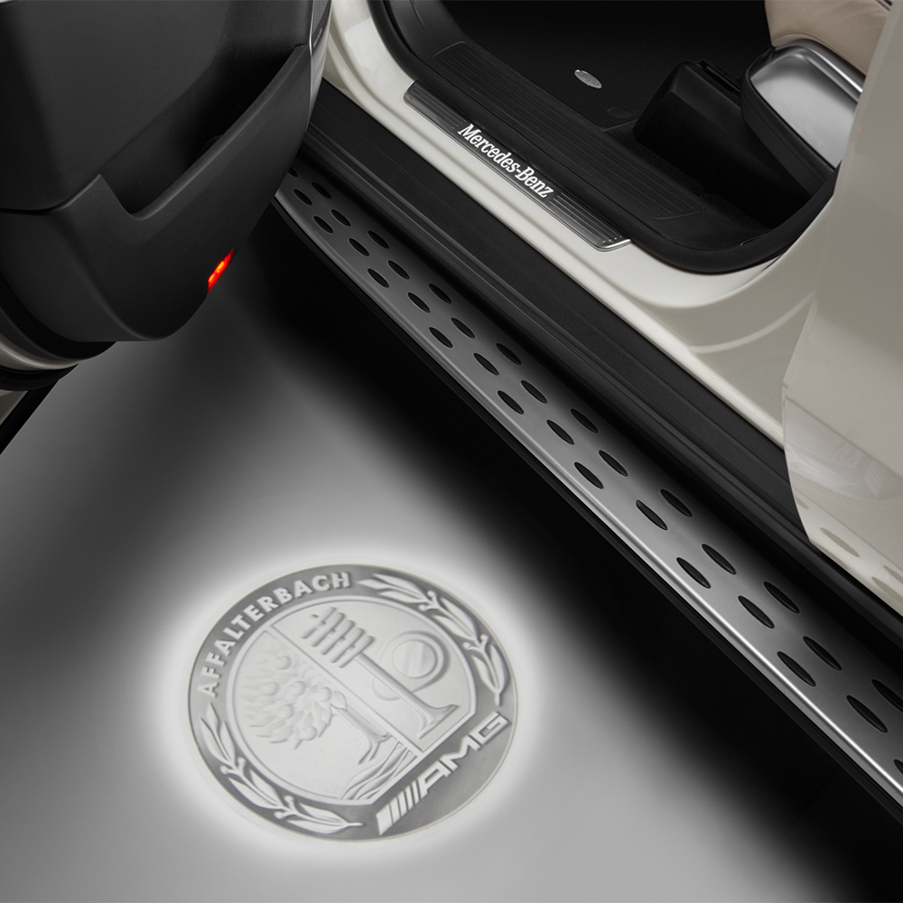 Kaufe 2 Stück W212 W213 W205 AMG GLA GLC Willkommenslicht Laser Logo  Autotürleuchte für Mercedes Benz E